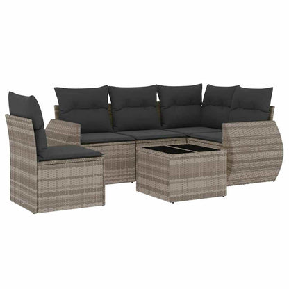 Set Divano da Giardino 6pz con Cuscini Grigio Chiaro Polyrattan | homemem39