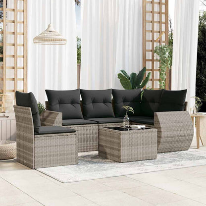 Set Divano da Giardino 6pz con Cuscini Grigio Chiaro Polyrattan | homemem39