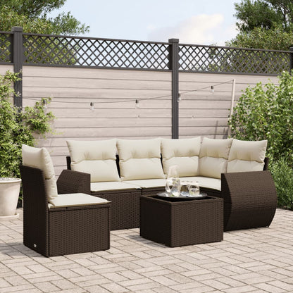 Set Divano da Giardino 6 pz con Cuscini Marrone in Polyrattan | homemem39