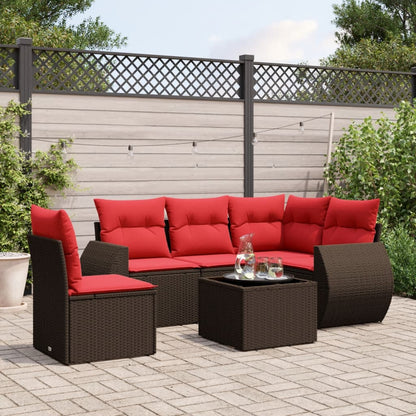 Set Divani da Giardino 6 pz con Cuscini Marrone in Polyrattan | homemem39