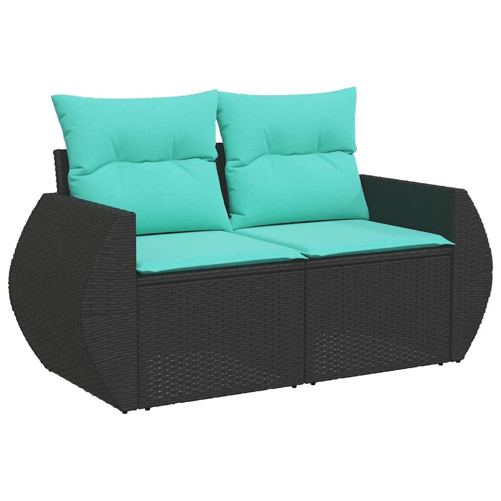 Set Divani da Giardino 6 pz con Cuscini Nero in Polyrattan | homemem39