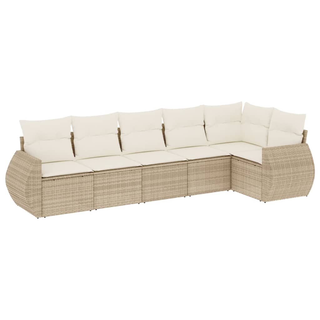 Set Divano da Giardino 6 pz con Cuscini Beige in Polyrattan - homemem39
