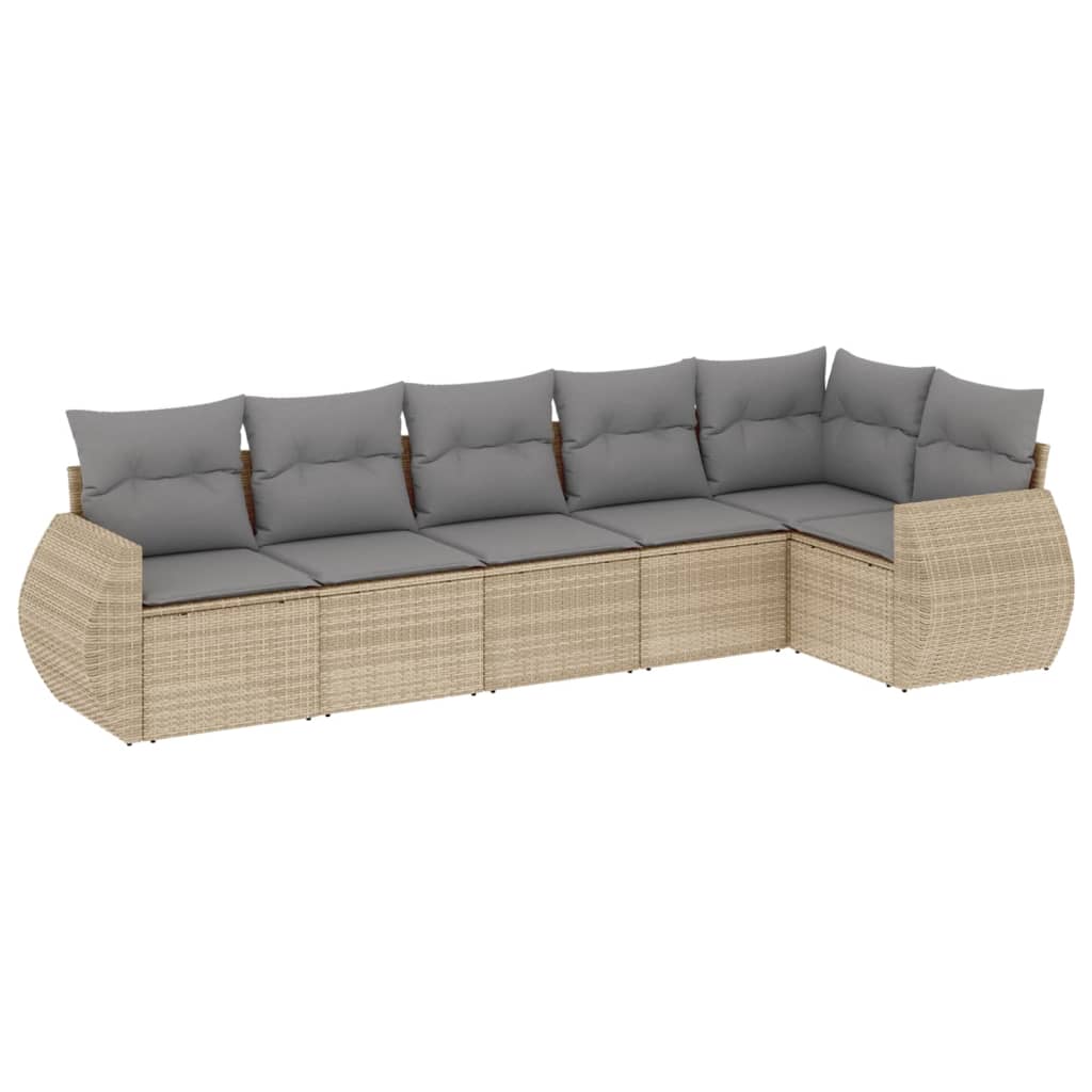 Set Divano da Giardino 6 pz con Cuscini Beige in Polyrattan - homemem39