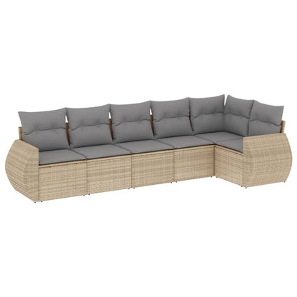 Set Divano da Giardino 6 pz con Cuscini Beige in Polyrattan - homemem39