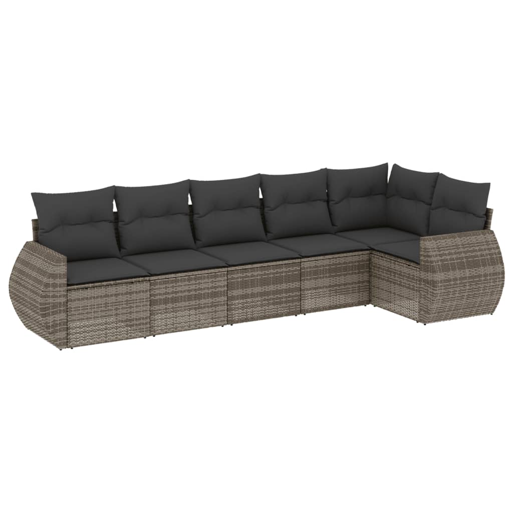 Set Divano da Giardino 6 pz con Cuscini Grigio in Polyrattan | homemem39