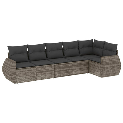 Set Divano da Giardino 6 pz con Cuscini Grigio in Polyrattan - homemem39