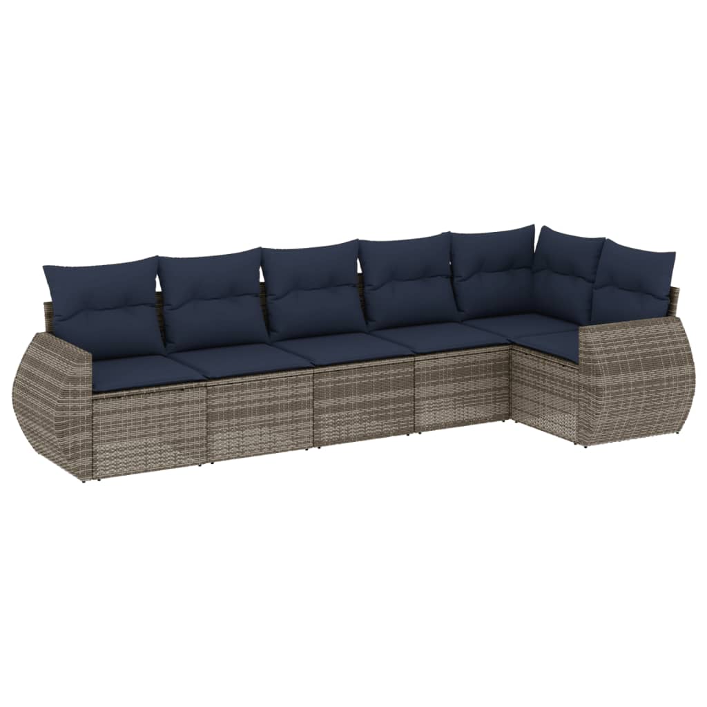 Set Divani da Giardino 6 pz con Cuscini Grigio in Polyrattan | homemem39