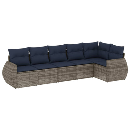 Set Divani da Giardino 6 pz con Cuscini Grigio in Polyrattan | homemem39