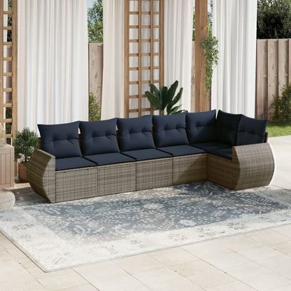 Set Divani da Giardino 6 pz con Cuscini Grigio in Polyrattan | homemem39