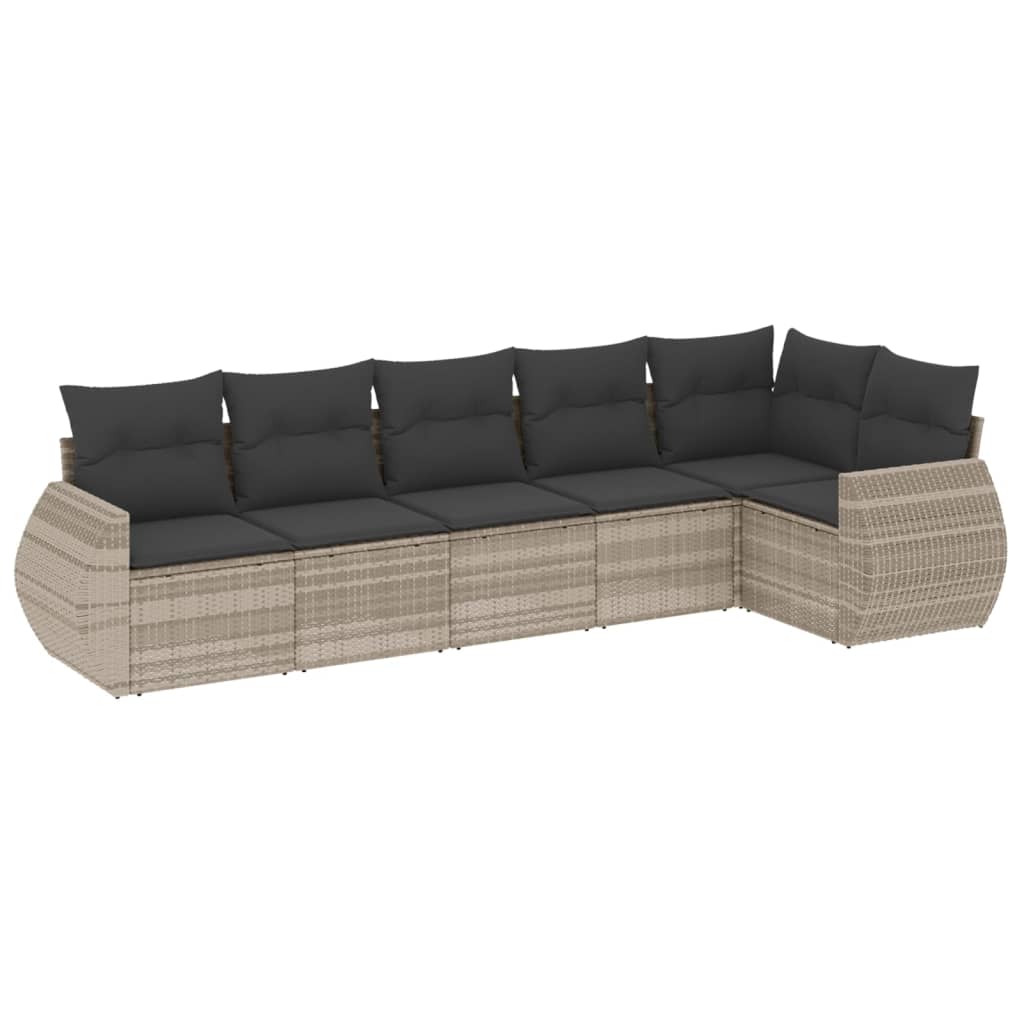 Set Divano da Giardino 6pz con Cuscini Grigio Chiaro Polyrattan | homemem39