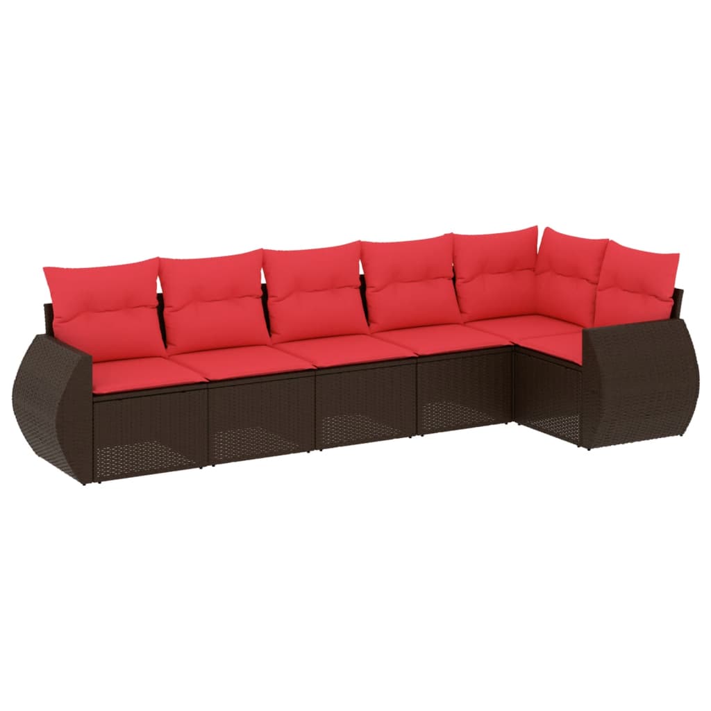 Set Divani da Giardino 6 pz con Cuscini Marrone in Polyrattan | homemem39