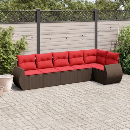 Set Divani da Giardino 6 pz con Cuscini Marrone in Polyrattan | homemem39
