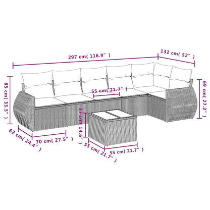 Set Divani da Giardino con Cuscini 7pz Nero Polyrattan | homemem39