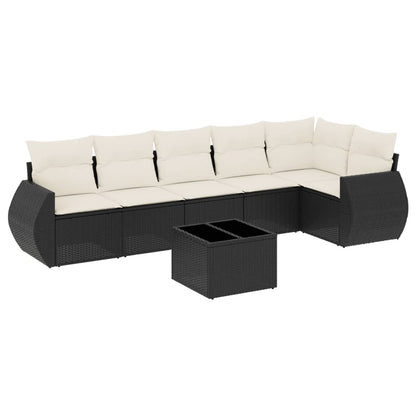 Set Divani da Giardino con Cuscini 7pz Nero Polyrattan | homemem39