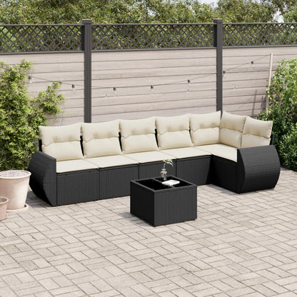 Set Divani da Giardino con Cuscini 7pz Nero Polyrattan | homemem39