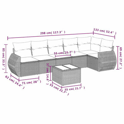 Set Divani da Giardino 7 pz con Cuscini Nero in Polyrattan | homemem39