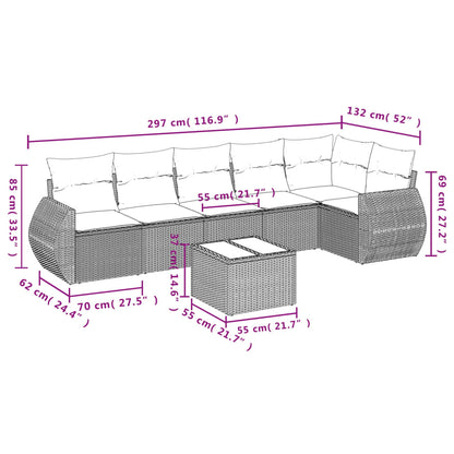Set Divani da Giardino 7 pz con Cuscini Grigio in Polyrattan | homemem39