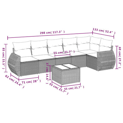 Set Divani da Giardino 7 pz con Cuscini Grigio in Polyrattan | homemem39
