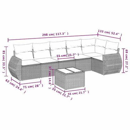 Set Divani da Giardino 7pz con Cuscini Grigio Chiaro Polyrattan | homemem39