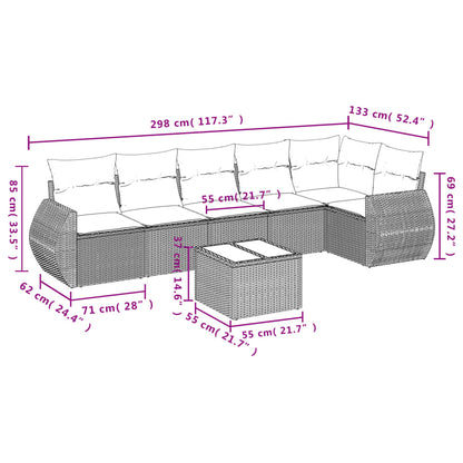 Set Divani da Giardino 7 pz con Cuscini Marrone in Polyrattan | homemem39