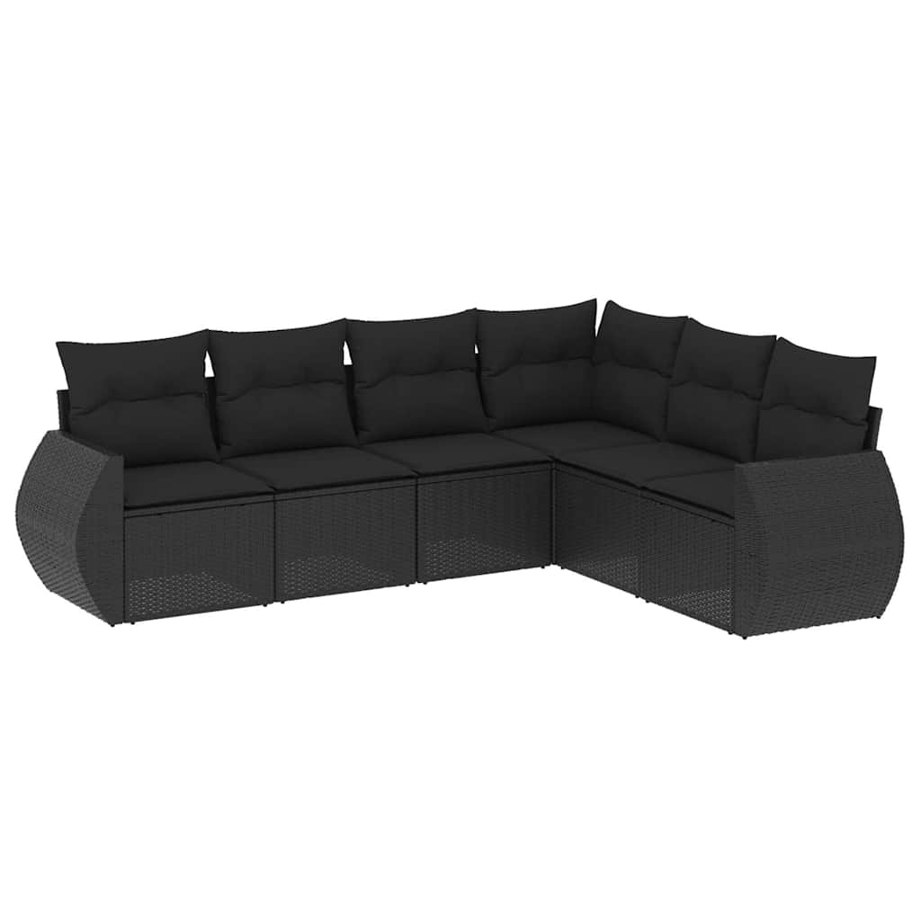 Set Divano da Giardino 6 pz con Cuscini Nero in Polyrattan | homemem39