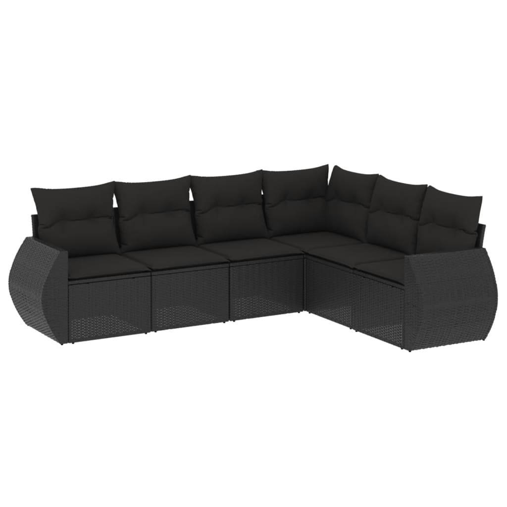Set Divano da Giardino 6 pz con Cuscini Nero in Polyrattan - homemem39