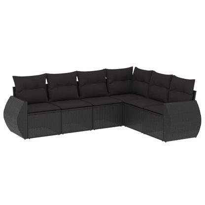 Set Divano da Giardino 6 pz con Cuscini Nero in Polyrattan - homemem39