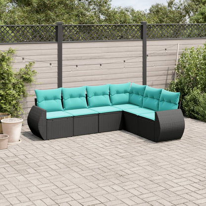 Set Divani da Giardino 6 pz con Cuscini Nero in Polyrattan | homemem39