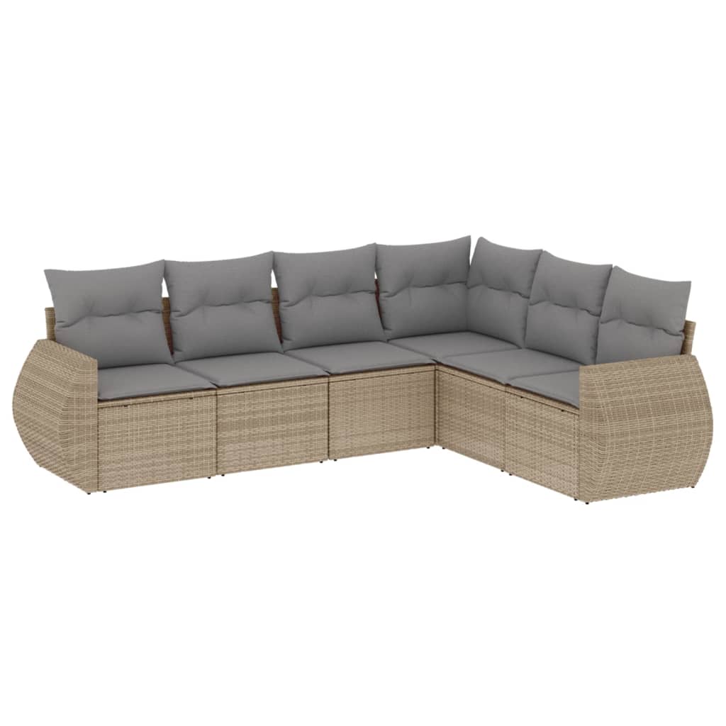Set Divano da Giardino 6 pz con Cuscini Beige in Polyrattan - homemem39