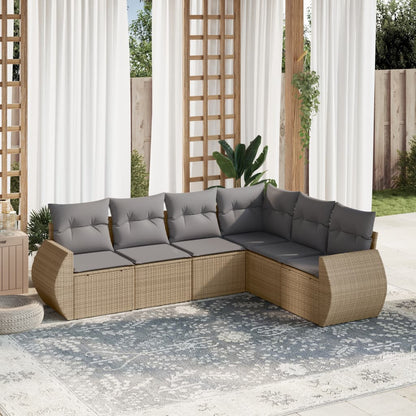 Set Divano da Giardino 6 pz con Cuscini Beige in Polyrattan - homemem39