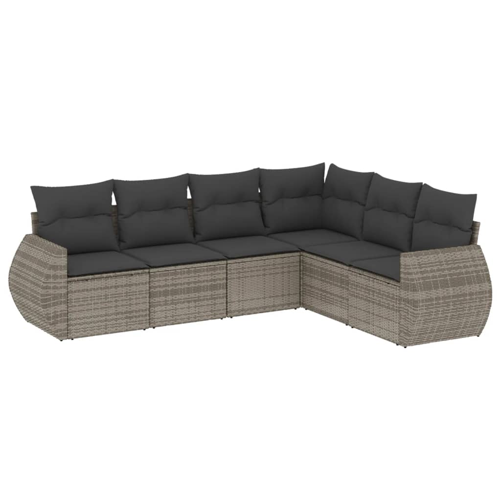 Set Divano da Giardino 6 pz con Cuscini Grigio in Polyrattan | homemem39