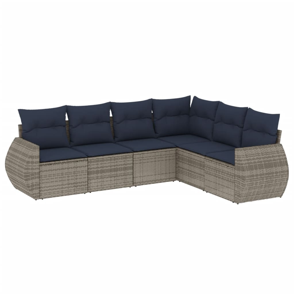 Set Divani da Giardino 6 pz con Cuscini Grigio in Polyrattan | homemem39