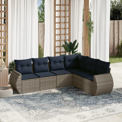 Set Divani da Giardino 6 pz con Cuscini Grigio in Polyrattan | homemem39