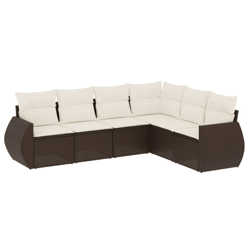 Set Divano da Giardino 6 pz con Cuscini Marrone in Polyrattan | homemem39