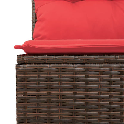 Set Divani da Giardino 6 pz con Cuscini Marrone in Polyrattan