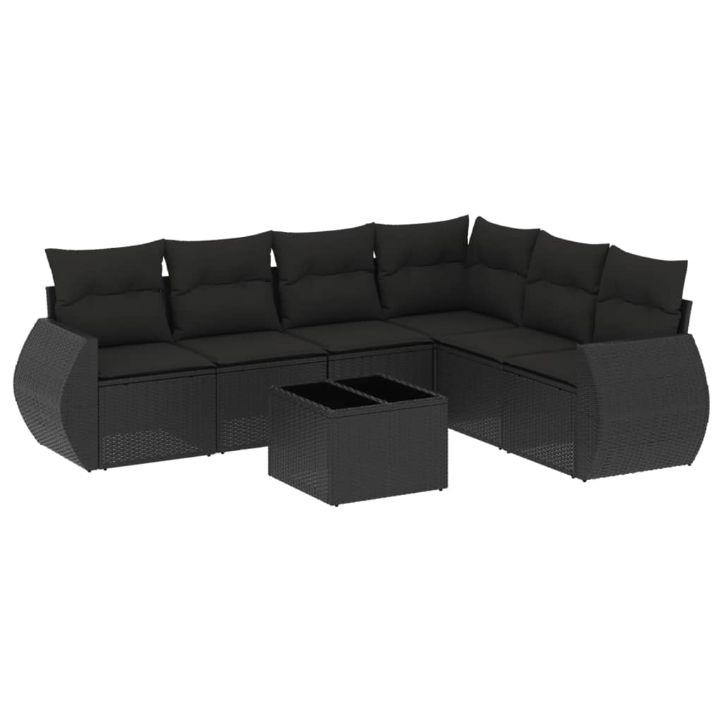 Set Divani da Giardino con Cuscini 7pz Nero Polyrattan - homemem39