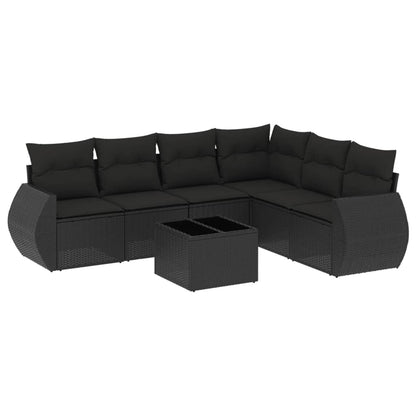 Set Divani da Giardino con Cuscini 7pz Nero Polyrattan - homemem39
