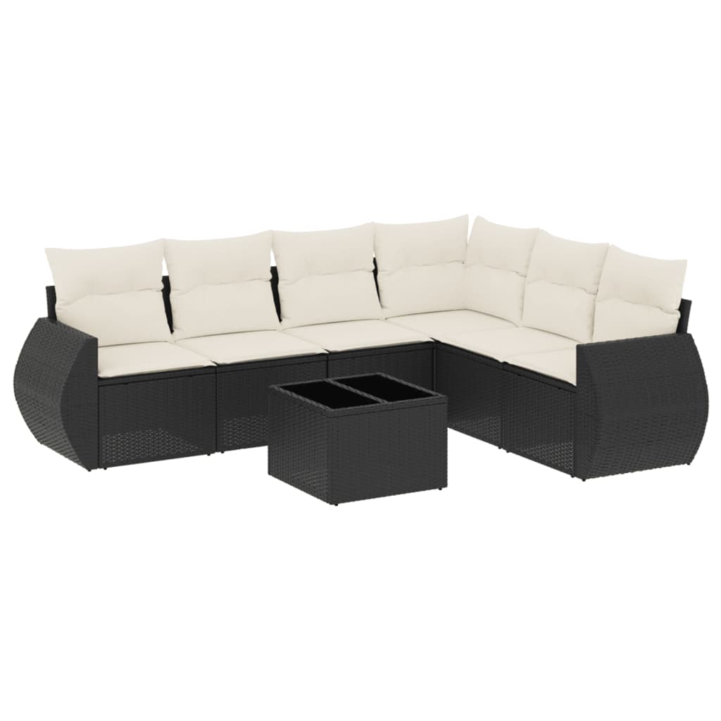 Set Divani da Giardino con Cuscini 7pz Nero Polyrattan | homemem39