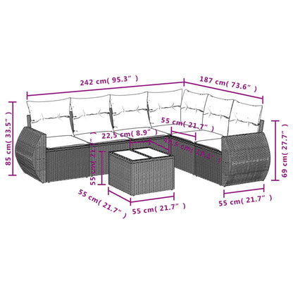 Set Divani da Giardino con Cuscini 7pz Nero Polyrattan | homemem39