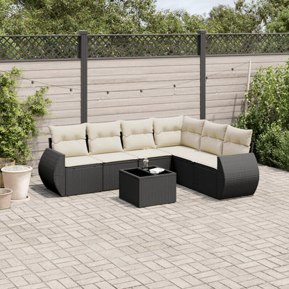 Set Divani da Giardino con Cuscini 7pz Nero Polyrattan - homemem39
