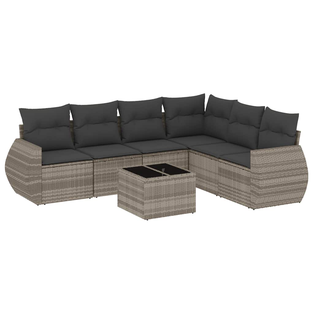 Set Divani da Giardino 7pz con Cuscini Grigio Chiaro Polyrattan - homemem39
