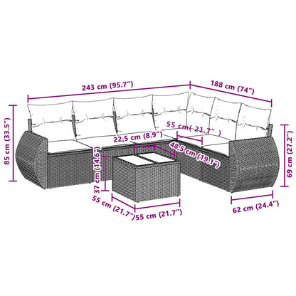 Set Divani da Giardino 7pz con Cuscini Grigio Chiaro Polyrattan - homemem39