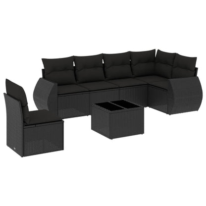 Set Divani da Giardino con Cuscini 7pz Nero Polyrattan - homemem39