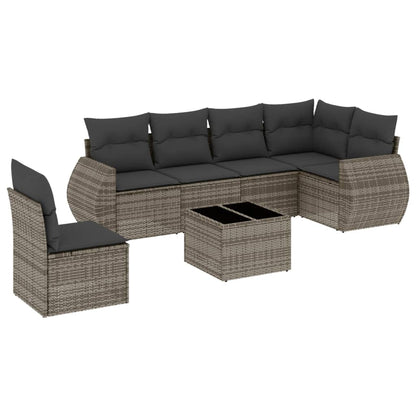 Set Divani da Giardino 7 pz con Cuscini Grigio in Polyrattan - homemem39
