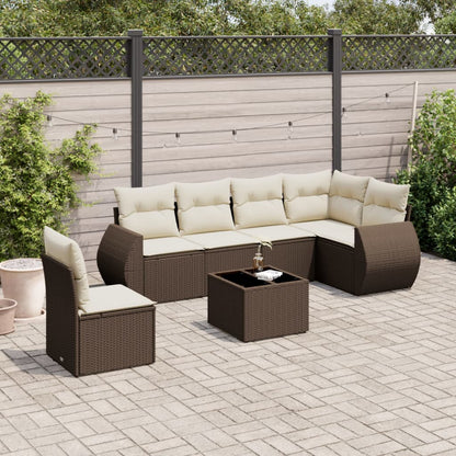 Set Divani da Giardino 7 pz con Cuscini Marrone in Polyrattan - homemem39