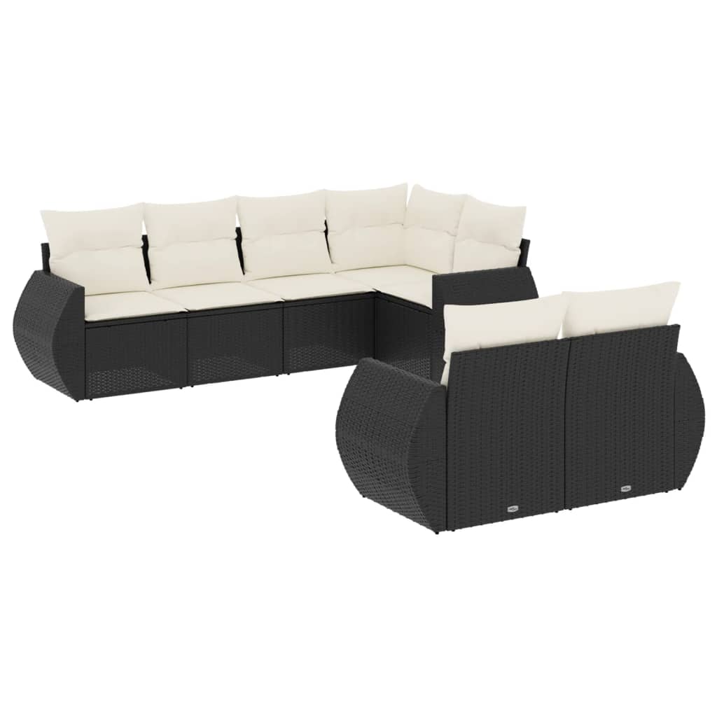 Set Divani da Giardino con Cuscini 7pz Nero Polyrattan - homemem39