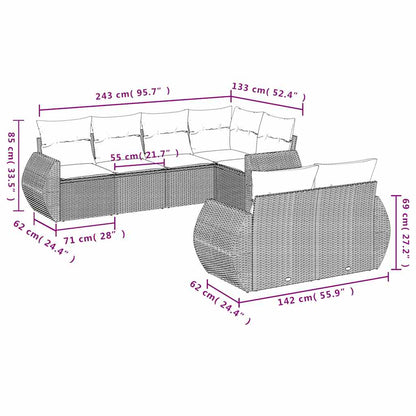 Set Divani da Giardino 7 pz con Cuscini Nero in Polyrattan | homemem39