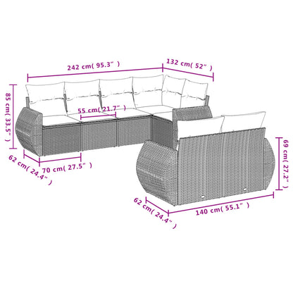 Set Divani da Giardino 7 pz con Cuscini Grigio in Polyrattan - homemem39