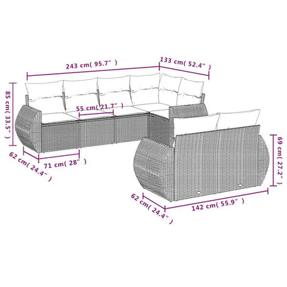 Set Divani da Giardino 7 pz con Cuscini Grigio in Polyrattan | homemem39
