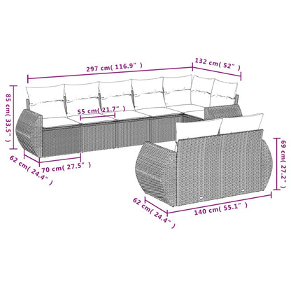 Set Divano da Giardino 8 pz con Cuscini Grigio in Polyrattan - homemem39